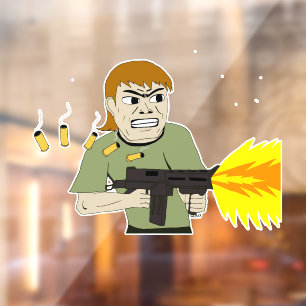 machine gunner window cling