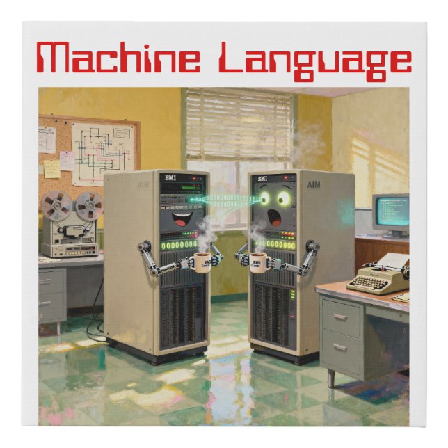 “Machine Language”  -  Humorous Technology         Faux Canvas Print (Front)