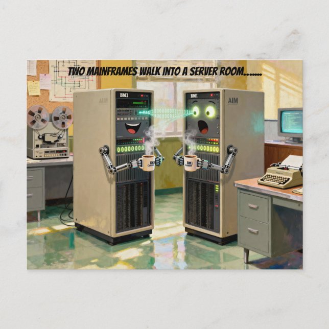 “Machine Language”  -  Humorous Technology         Holiday Postcard (Front)