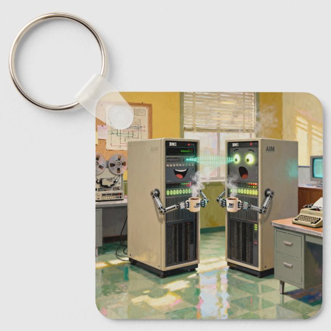 “Machine Language”  -  Humorous Technology         Keychain (Front)