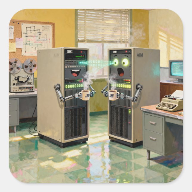 “Machine Language”  -  Humorous Technology         Square Sticker (Front)