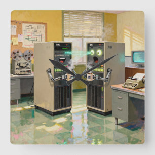 “Machine Language”  -  Humorous Technology         Square Wall Clock