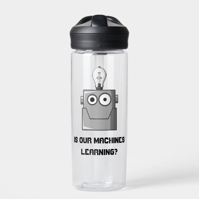 Machine Learning Technology Humor Water Bottle (Front)