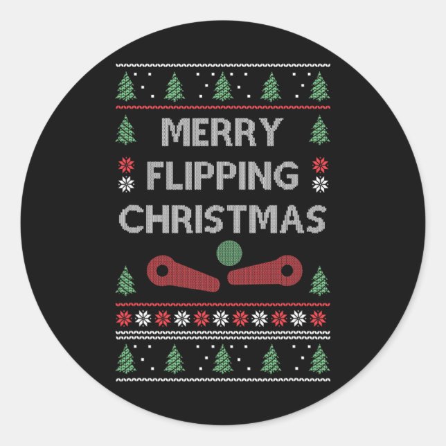 Machine Retro Arcade Game Gamer Pinball Christmas  Classic Round Sticker (Front)
