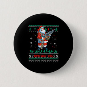 Machine Santa Claus Gun Lover Ugly Christmas Sweat Button