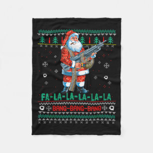 Machine Santa Claus Gun Lover Ugly Christmas Sweat Fleece Blanket