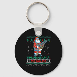 Machine Santa Claus Gun Lover Ugly Christmas Sweat Keychain