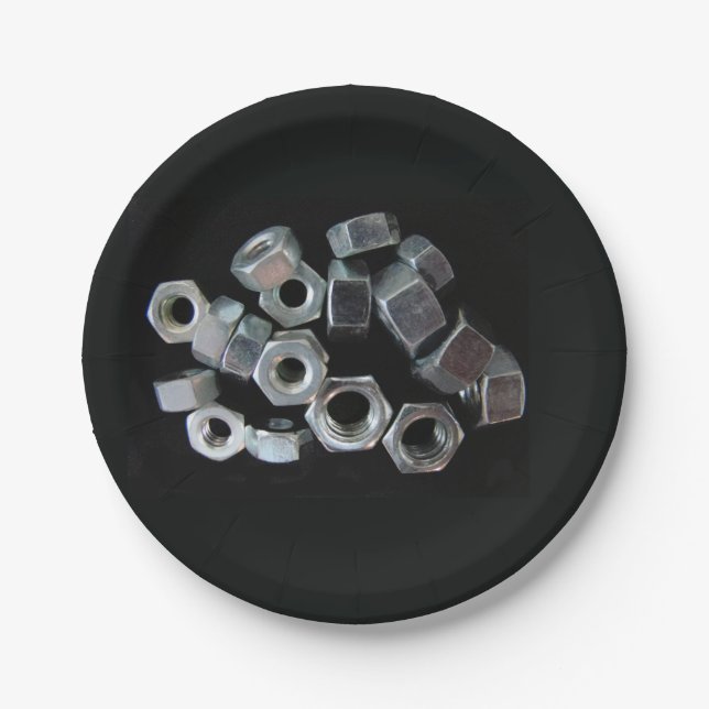 Machine Thread Hex Nut Collection Paper Plates (Front)