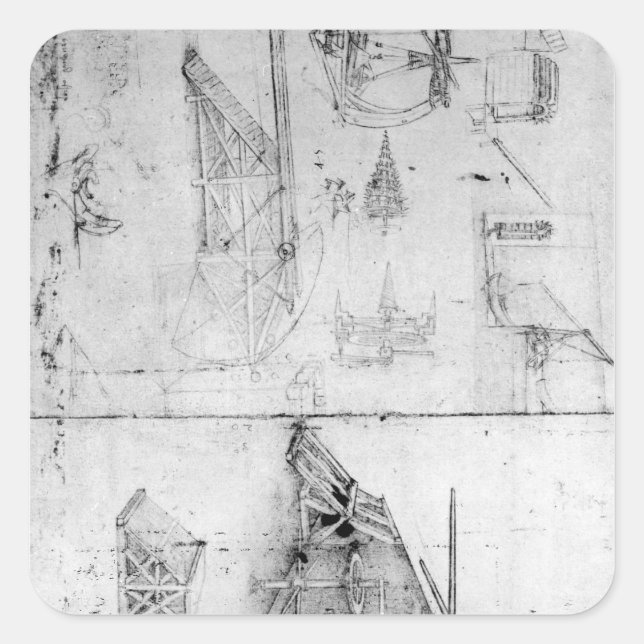 Machinery designs, fol. 394v square sticker (Front)