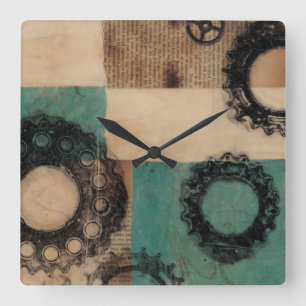 Machinery II Square Wall Clock