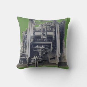Machinery Industrial Gears Engineering Vintage Throw Pillow