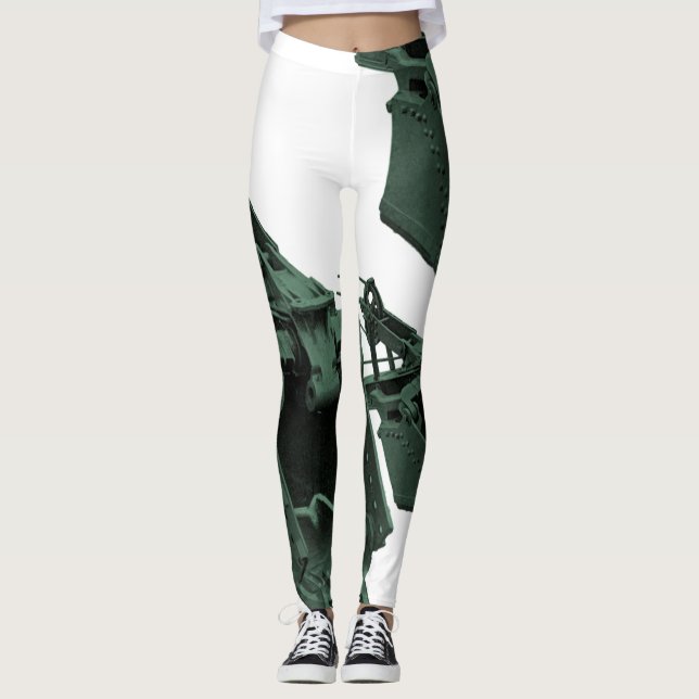 Machinery Mechanical Robotic Vintage Green Leggings (Front)