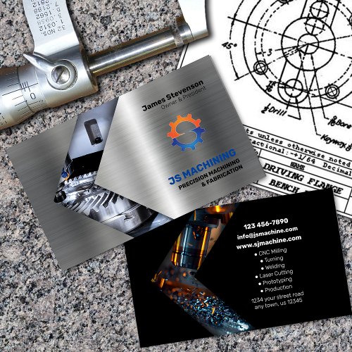 Machining and Metal Fab Aluminum Effects Business Card