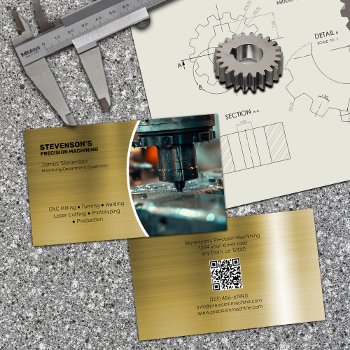 Machining And Metal Fab Brass Effect Business Card by 1Bizchoice at Zazzle