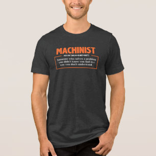 Machinist Definition Orange White Typography Tri-Blend Shirt
