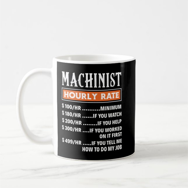 Machinist Hourly Rate, Funny Machnists Job Coffee Mug (Left)