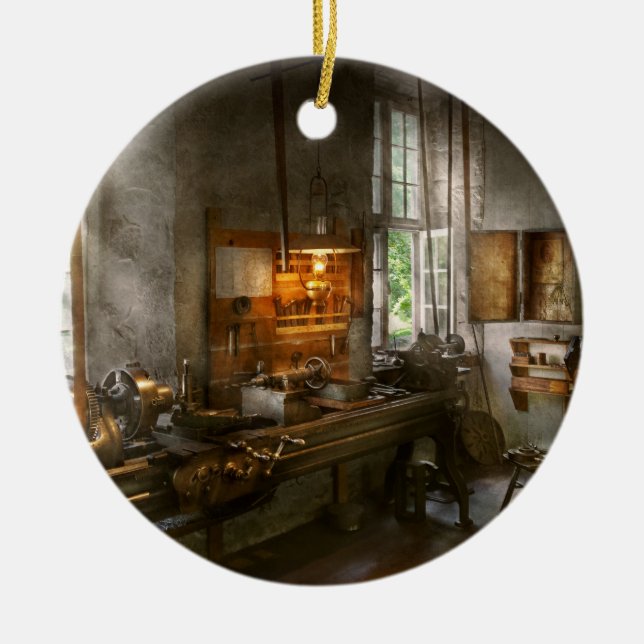 Machinist - Lathes Ceramic Ornament (Front)