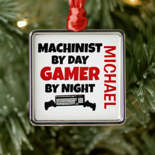Machinist Loves Playing Video Games Metal Ornament