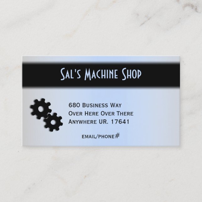 Machinist / Mechanics Double Sided Blue Business Card (Front)