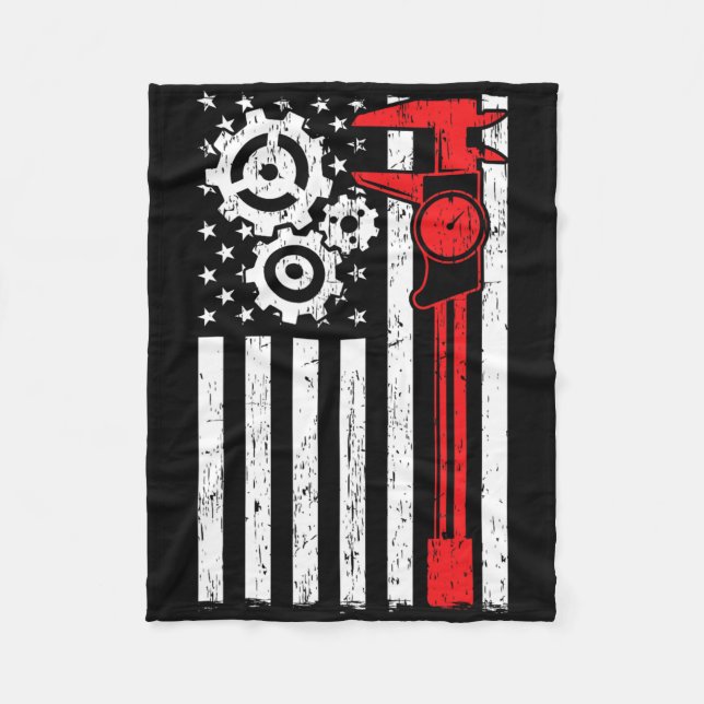 Machinist Patriotic Machine Tools Operator Indepen Fleece Blanket (Front)