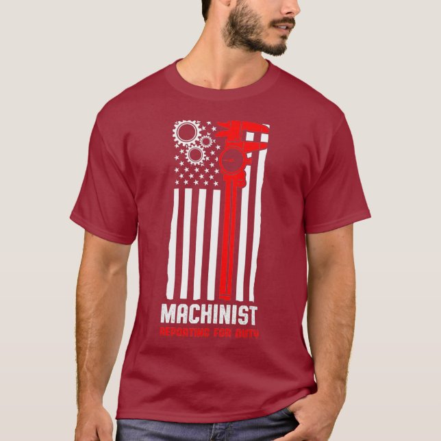 Machinist Reporting Machine Operator Machining T-Shirt (Front)