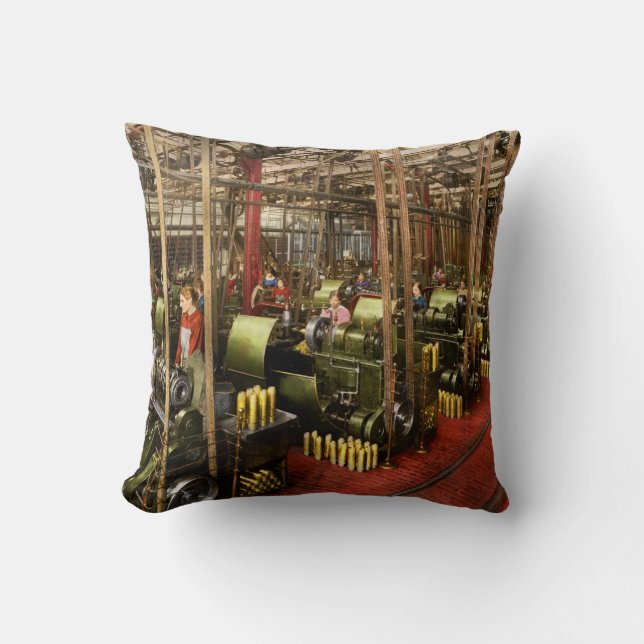 Machinist - War - Belts and Bombs 1916 Throw Pillow (Front)