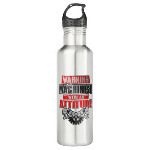Machinist With An Attitude Mechanical Engineer Stainless Steel Water Bottle
