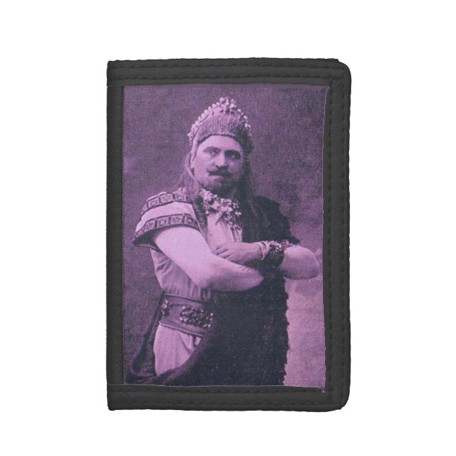 macho macho man in purple trifold wallet (Front Vertical)