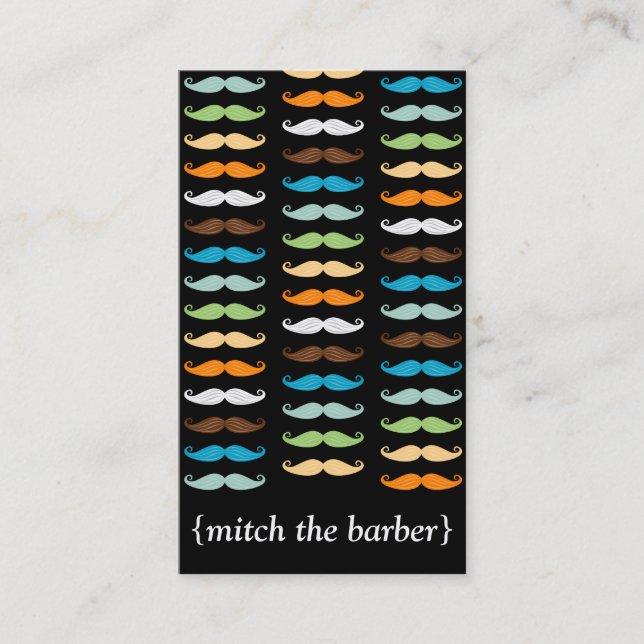 Macho Mustaches Vertical Bizcard Business Card (Front)