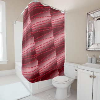 Macho Pierced Metal Plate Effect on Red Shower Curtain