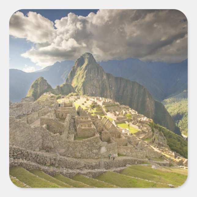Machu Picchu, ancient ruins, UNESCO world 2 Square Sticker (Front)