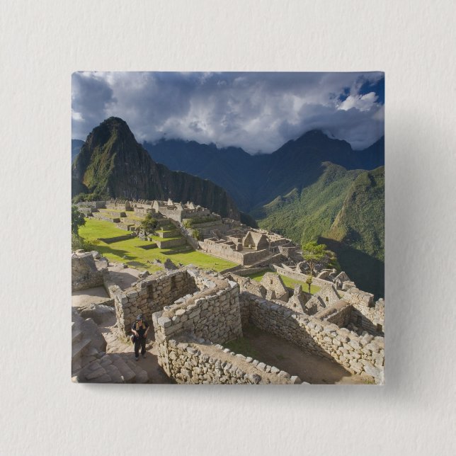 Machu Picchu, ancient ruins, UNESCO world 3 Pinback Button (Front)