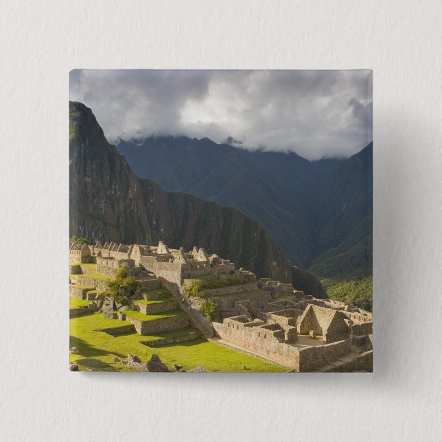Machu Picchu, ancient ruins, UNESCO world 4 Button (Front)