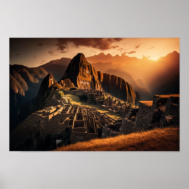 Machu Picchu at Sunset - Stunning Poster Print (Front)