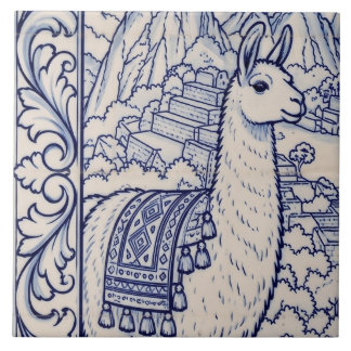 Machu Picchu Azulejo Mural 3 of 6 Middle Left Ceramic Tile