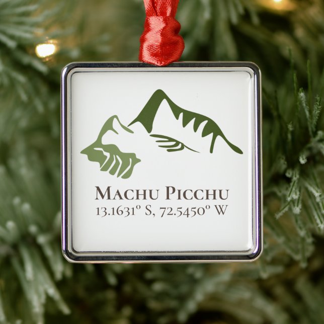 Machu Picchu Latitude & Longitude  Metal Ornament (Tree)