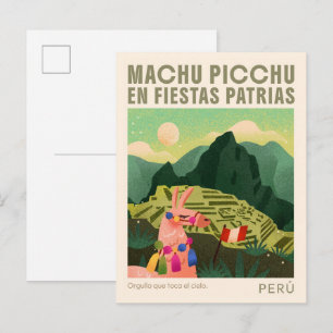 Machu Picchu Peru Art Vintage travel Postcard