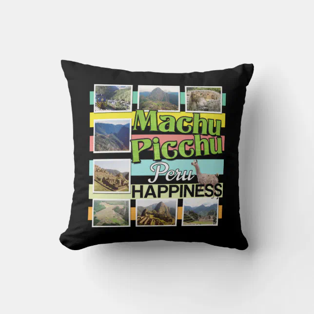 Machu Picchu Peru Happiness Throw Pillow (Front)