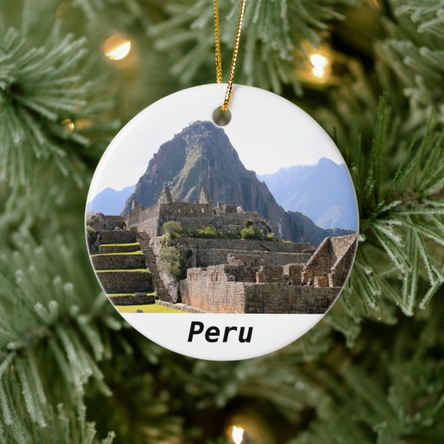 Machu Picchu Peru - Huayna Picchu Mountain Ceramic Ornament (Tree)