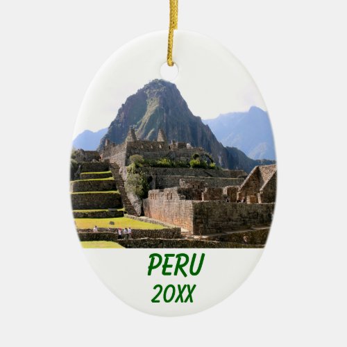 Machu Picchu Peru _ Huayna Picchu Mountain Ceramic Ornament