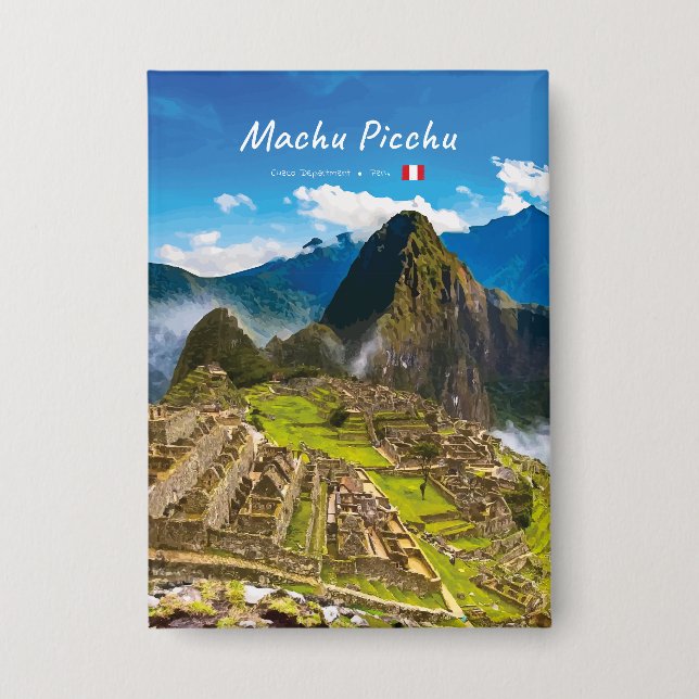 Machu Picchu, Peru - Inca Citadel Ruins Button (Front)