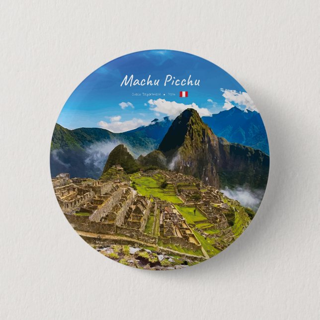 Machu Picchu, Peru - Inca Citadel Ruins Button (Front)
