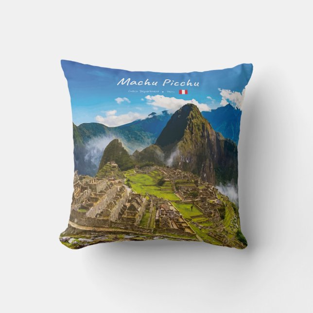 Machu Picchu, Peru - Inca Citadel Ruins Throw Pillow (Front)