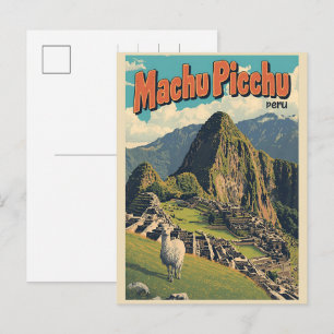 Machu Picchu Peru lama mountain views gifts Holiday Postcard