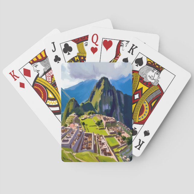 Machu Picchu Peru Painting Poker Cards (Back)