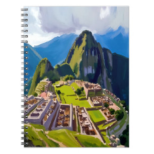 Machu Picchu Peru Painting Travel Art Notebook