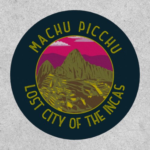 Machu Picchu Peru Retro Distressed Circle Patch