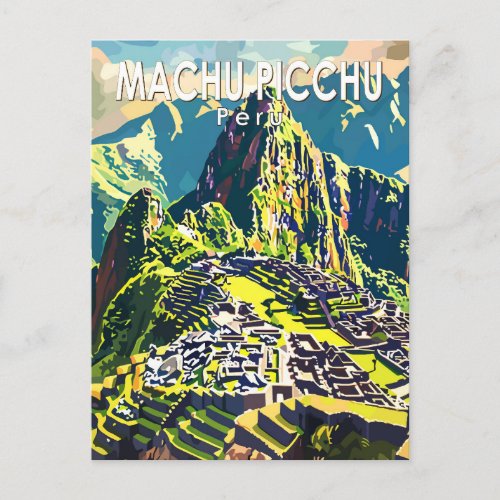 Machu Picchu Peru South America Travel Art Vintage Postcard