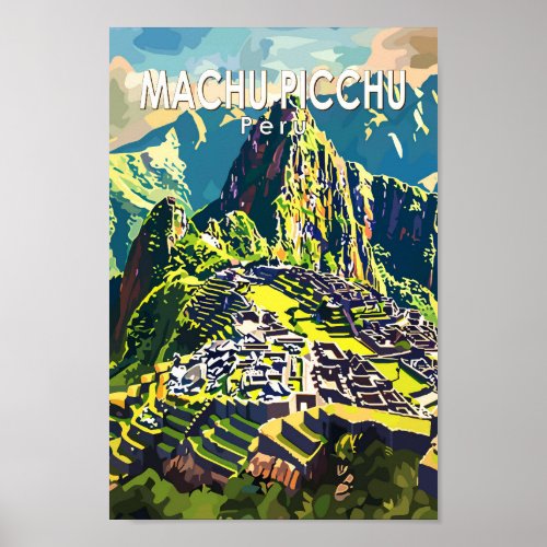 Machu Picchu Peru South America Travel Art Vintage Poster