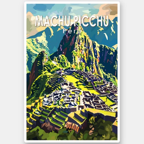 Machu Picchu Peru South America Travel Art Vintage Sticker